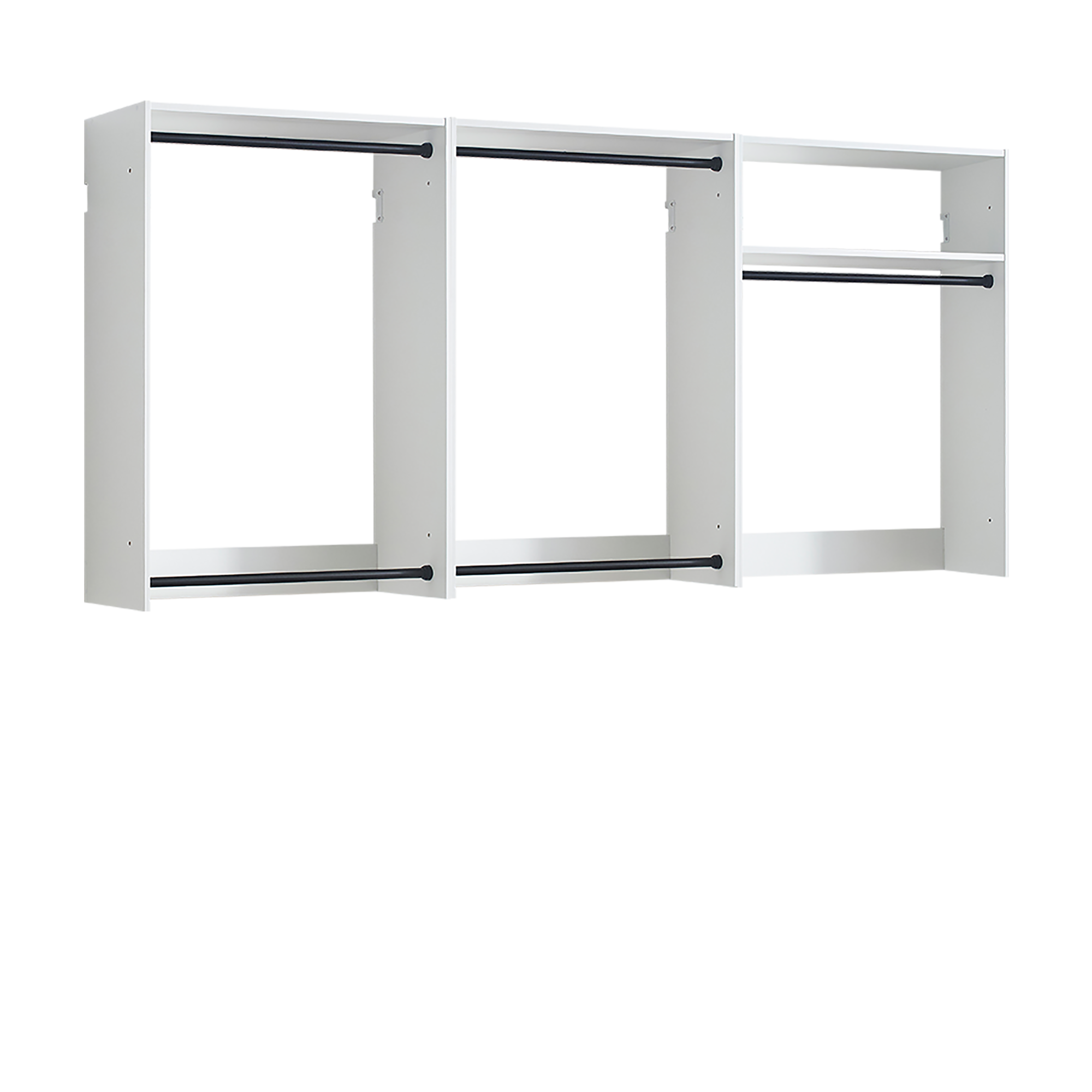 Devi White Wall Mounted Wood Closet System with Modular Design in Warm Oak Finish