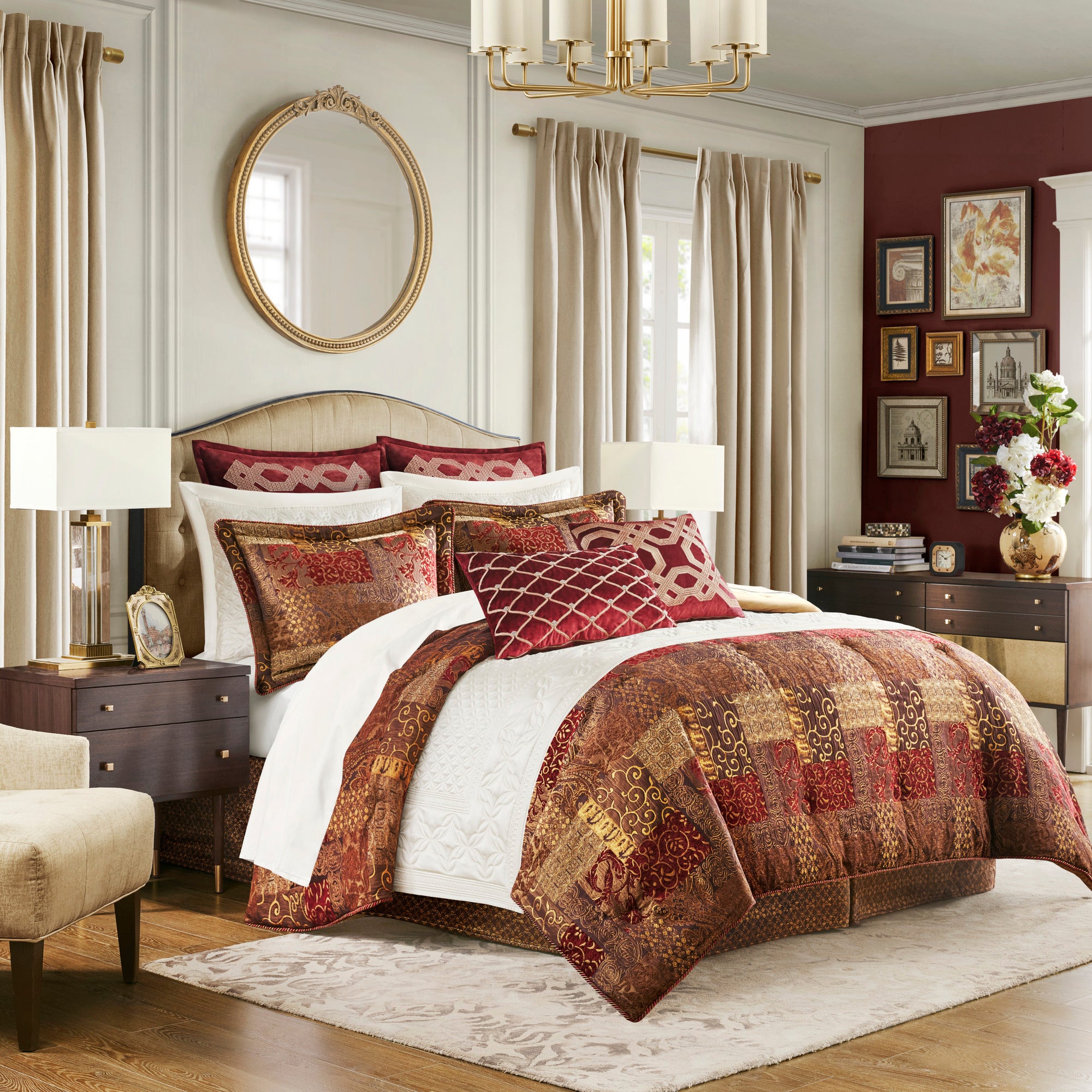 4 Piece Brown Comforter Set Brown King