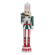 Classic Iron Nutcracker Holiday Decor in Green Red White with Durable Iron Construction, 16.5 x 14 x 62.5 inches