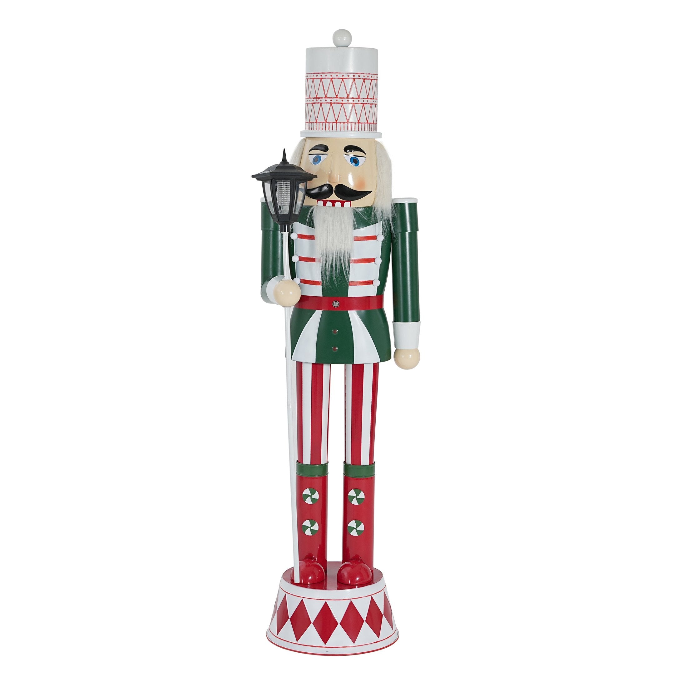 Classic Iron Nutcracker Holiday Decor in Green Red White with Durable Iron Construction, 16.5 x 14 x 62.5 inches