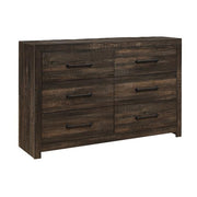 Monica Dark Oak Dresser with Spacious Drawers and Black Bar Handles in Rubber Wood