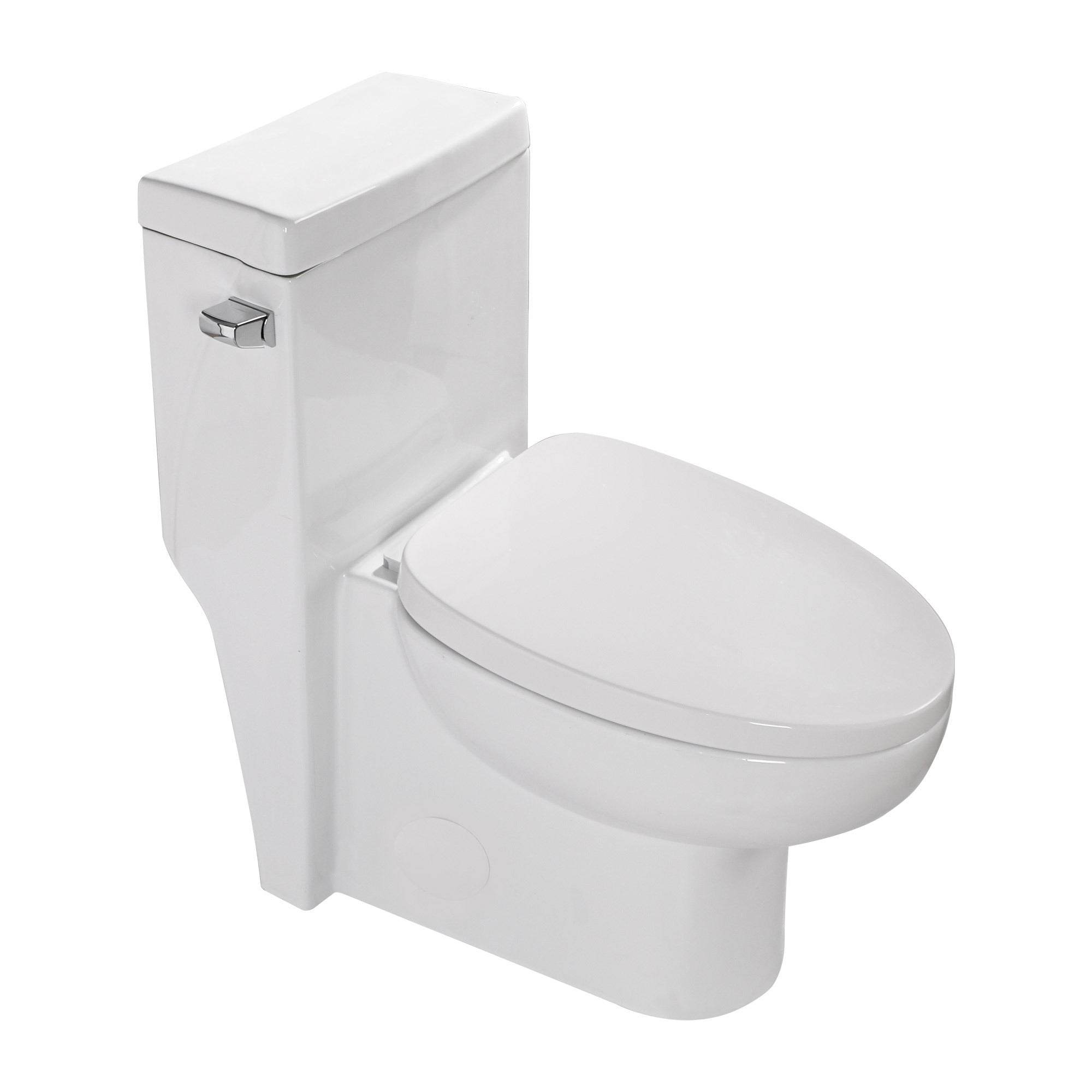 Modern Ceramic One Piece Toilet with Soft Closing Seat in White, 27.5 x 14.5 x 29.25 Inches