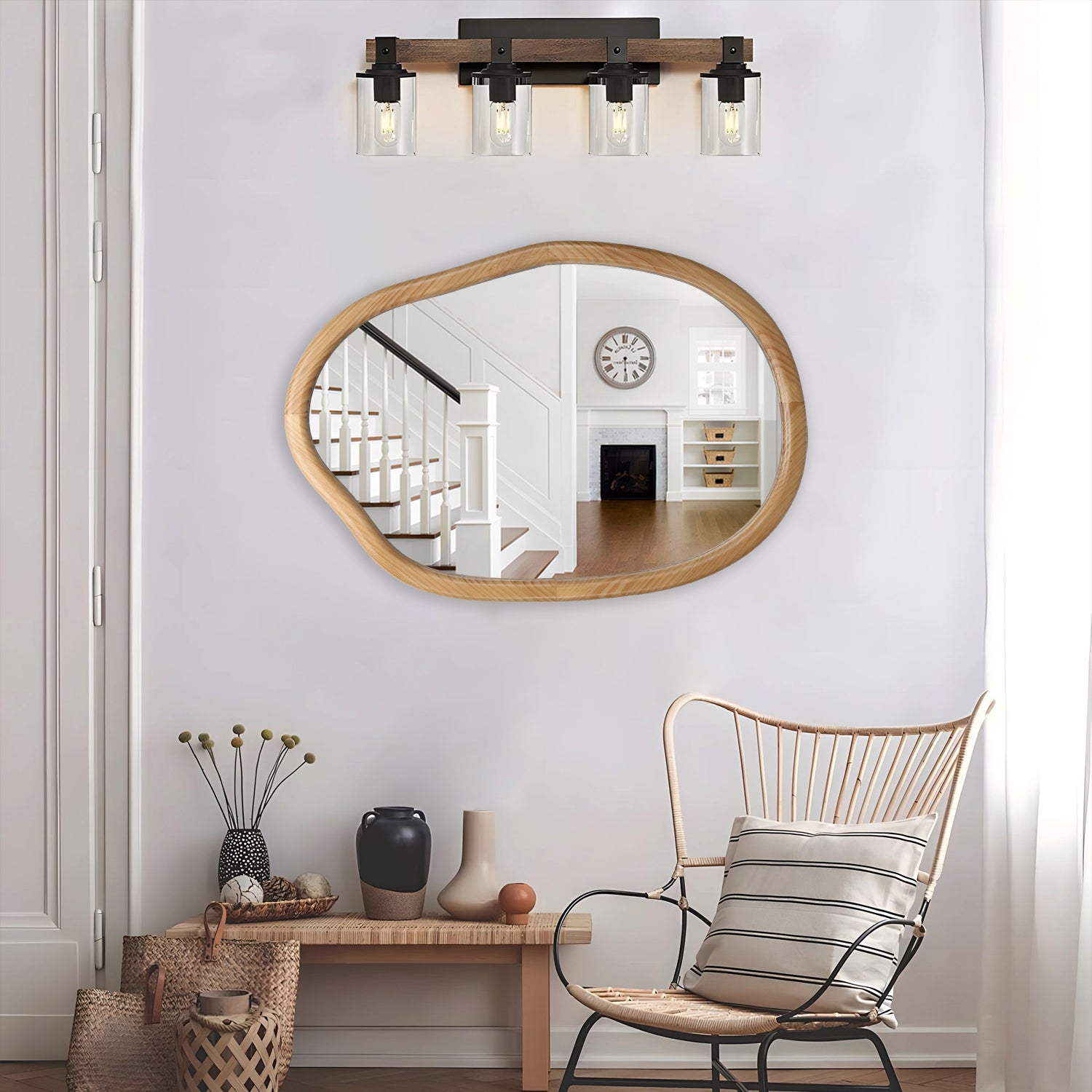 Irregular Wall Mirror Decorative, Asymmetrical Mirror for Wall Decor, Wavy Accent Mirrors for Living Room Bathroom Bedroom Entryway, Abstract Irregular Shape Curvy Mirror, 32'x22'