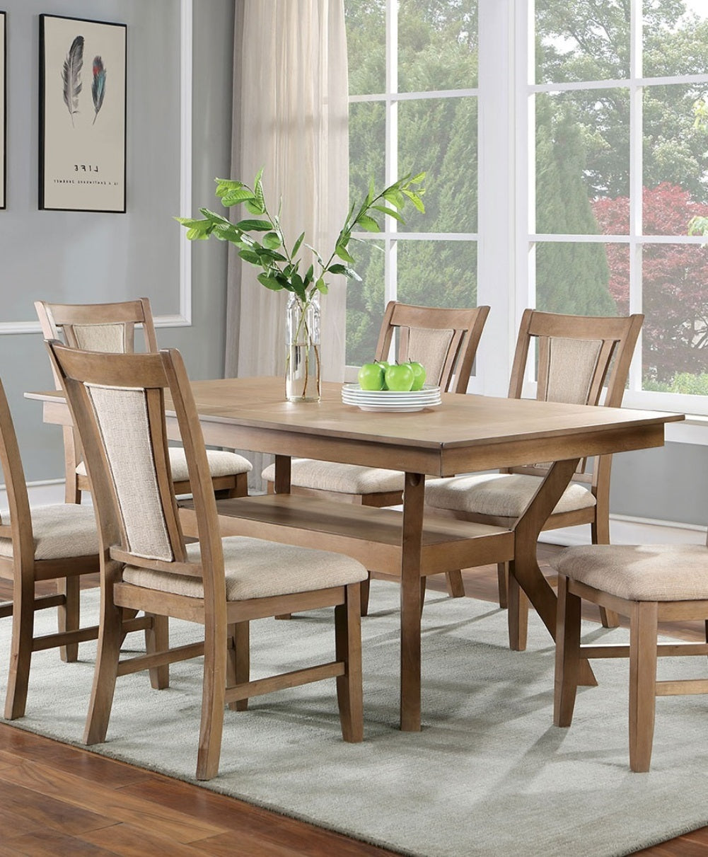 Modern Natural Tone Dining Table w Open Lower Shelf 1pc Rectangle Table Kitchen Dining Room Furniture