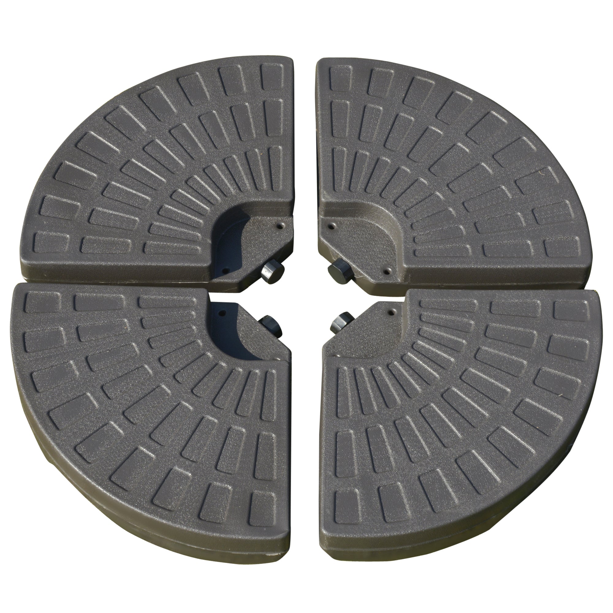 Outsunny 4 Pieces Cantilever Patio Umbrella Base, Fan Shaped Umbrella Weight w/ Built-In Handles & Rugged Material, 148 lbs Water and 220 lbs Water and Sand, Coffee
