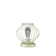 9.5' In Industrial Farm Cage Satin Matte Gold Uplight Metal Table Lamp