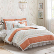 9 Piece Cotton Percale Comforter Set Coral King