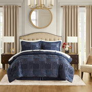 4 PCS Cal King Comforter Set Navy