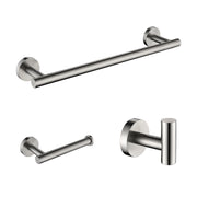 3-Pieces Bathroom Hardware Accessories Set - Towel Bar, Toilet Paper Holder, Robe Towel Hooks