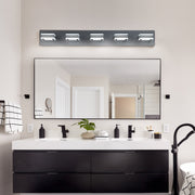 32' Modern Black 5-Light LED Vanity Light, Square Acrylic Lampshades Wall Mount Fixture for Bathroom, Mirror Lighting