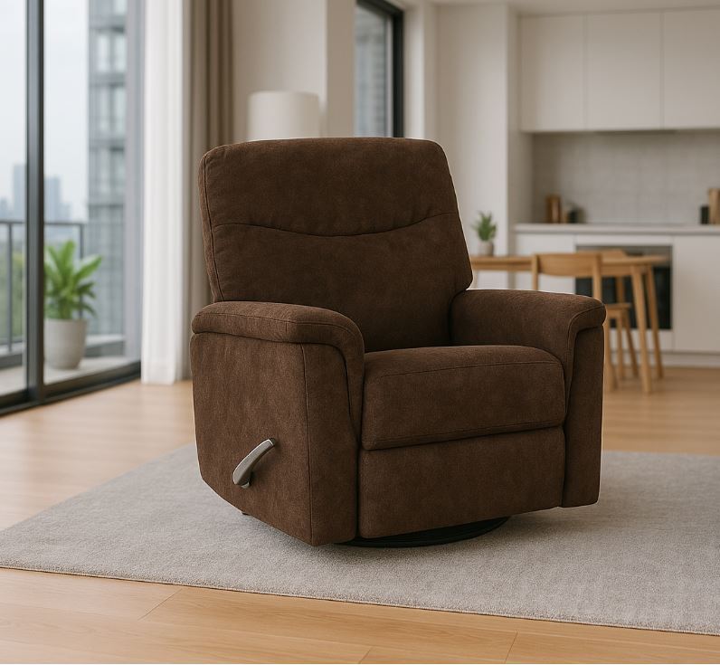 Man Wah Cozy Upholstered Swivel Recliner, Chocolate