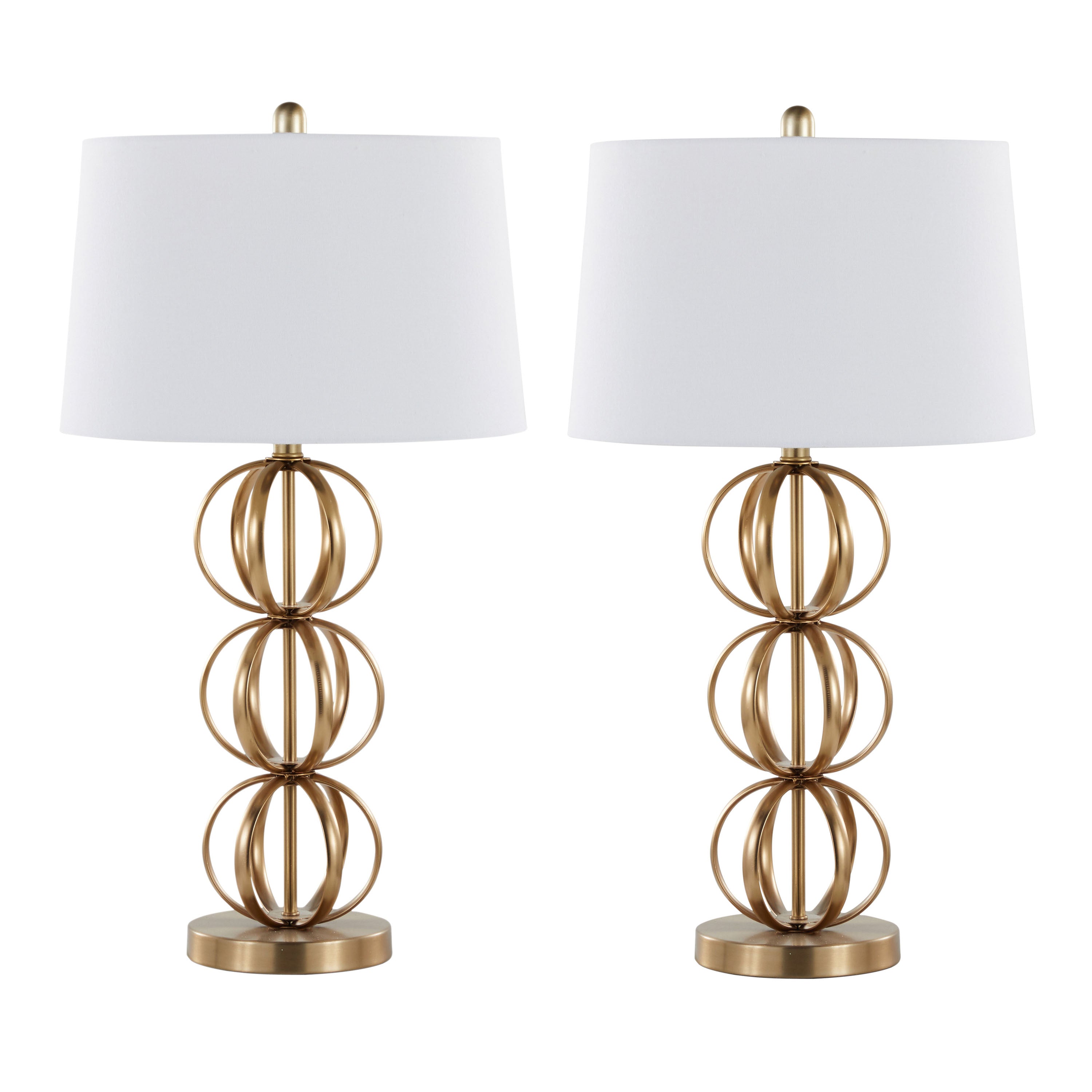 Linx 29' Contemporary Metal Table Lamp in Gold Metal and White Linen Shade from Grandview Gallery by LumiSource - Set of 2