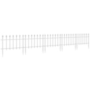 Outsunny Metal Decorative Garden Fence, 9.2' x 17.25' 5 Pack Steel Fence Panels, Decorative Border Fence for Landscape, Flower Bed, Yard Decor, Animal Barrier, White