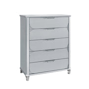 Elegant LAURA Silver Chest with Acrylic Legs and Bun Style Feet in Rubber Wood