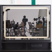 Large Size 27'x20' Touch Control Sliding LED Mirror, Tri-color Switching, Brightness Adjustable Black