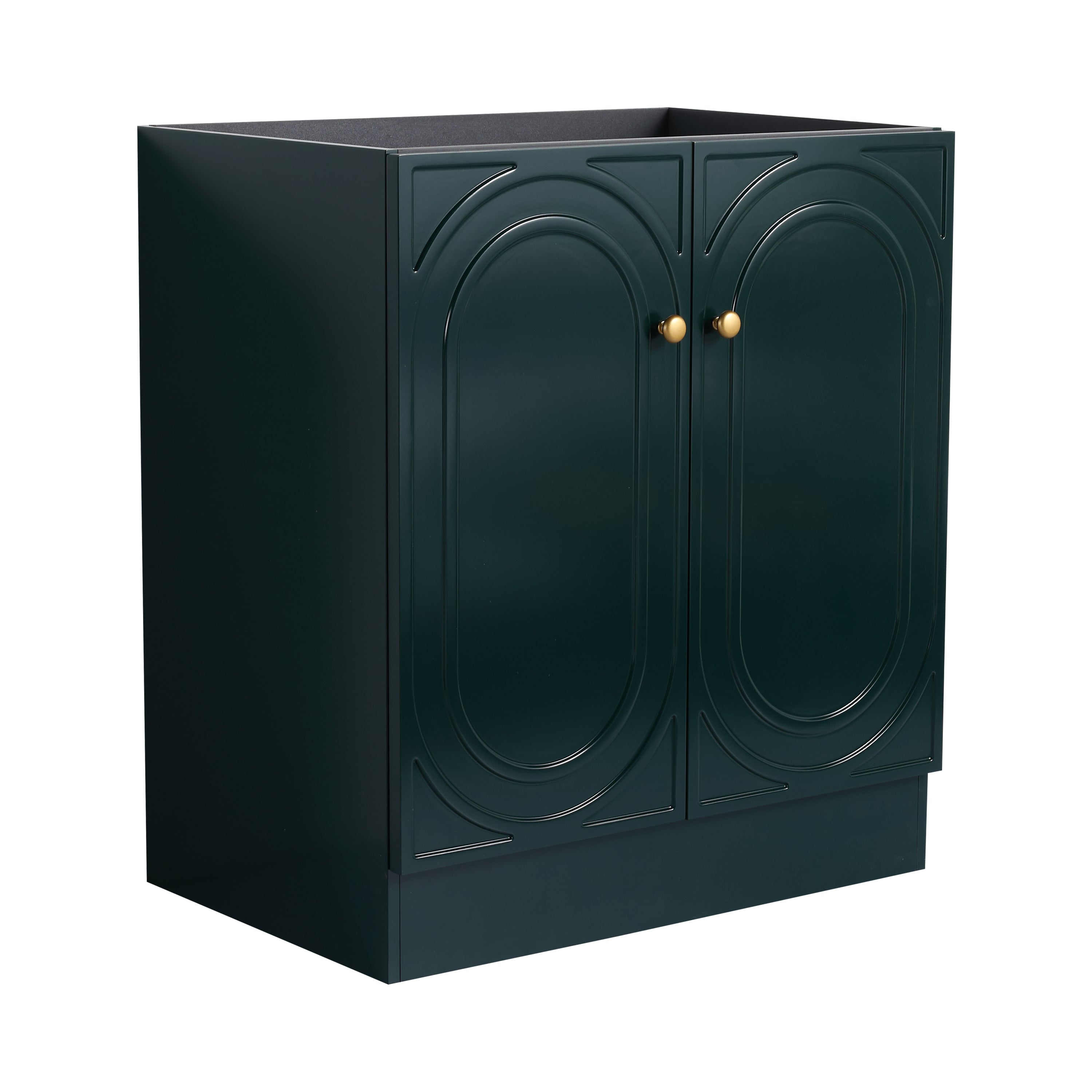 Modern 30' Freestanding Bathroom Vanity with Soft-Close Cabinet Doors, Dark Green Plywood Finish, Excluding Sink