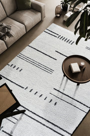 Kyrie Black, Charcoal, Ivory and White Polypropylene Area Rug