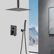 Ceiling Mounted Shower System Combo Set with Handheld and 12'Shower head