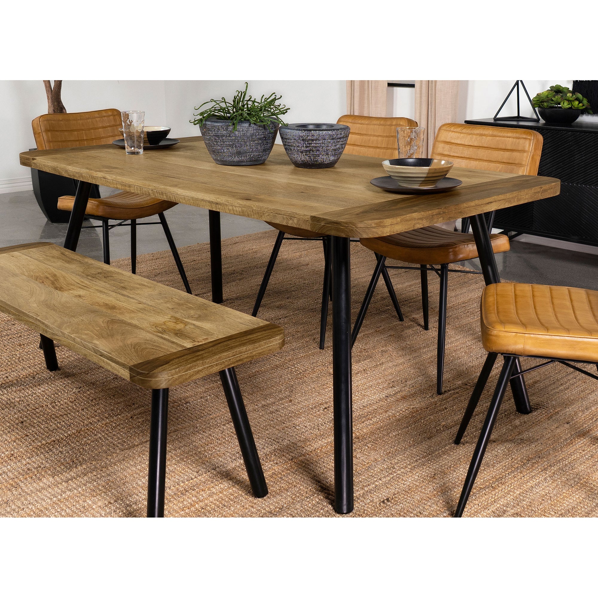 Governess Natural Mango and Black Rectangular Dining Table