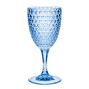 Stylish Diamond Cut Plastic Wine Glasses Set of 4 (12oz) - BPA Free, Unbreakable, Elegant Blue Acrylic Wine Glasses