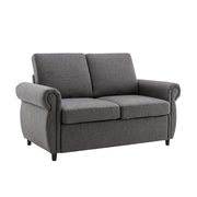 Orisfur Pull Out Sofa Bed Loveseat Sleeper with Twin Size Memory Mattress and USB Ports, Grey Linen, 57.9'