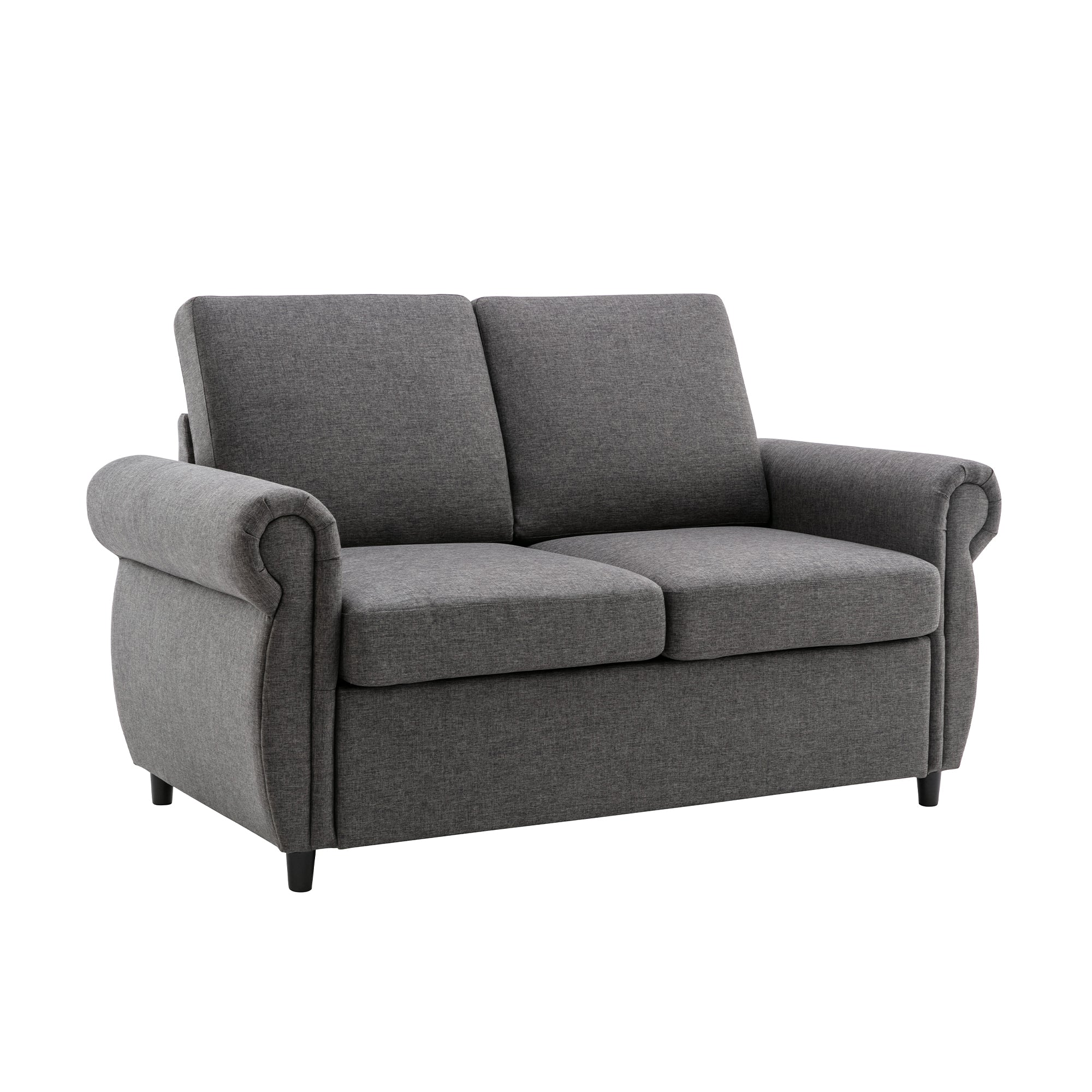 Orisfur Pull Out Sofa Bed Loveseat Sleeper with Twin Size Memory Mattress and USB Ports, Grey Linen, 57.9'