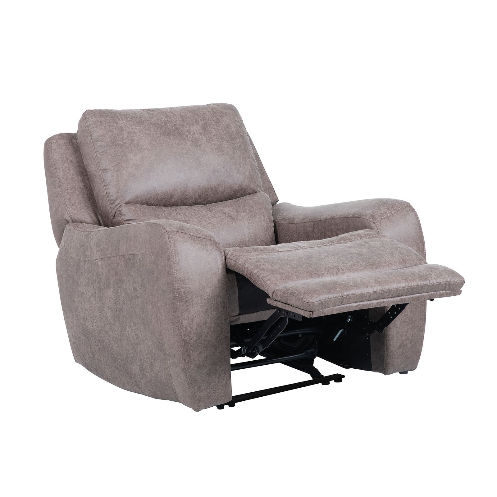 Contemporary Style Power Recliner High Density Foam Soft Track Arms Hardwood Frame Oversized Seat Brown Finish