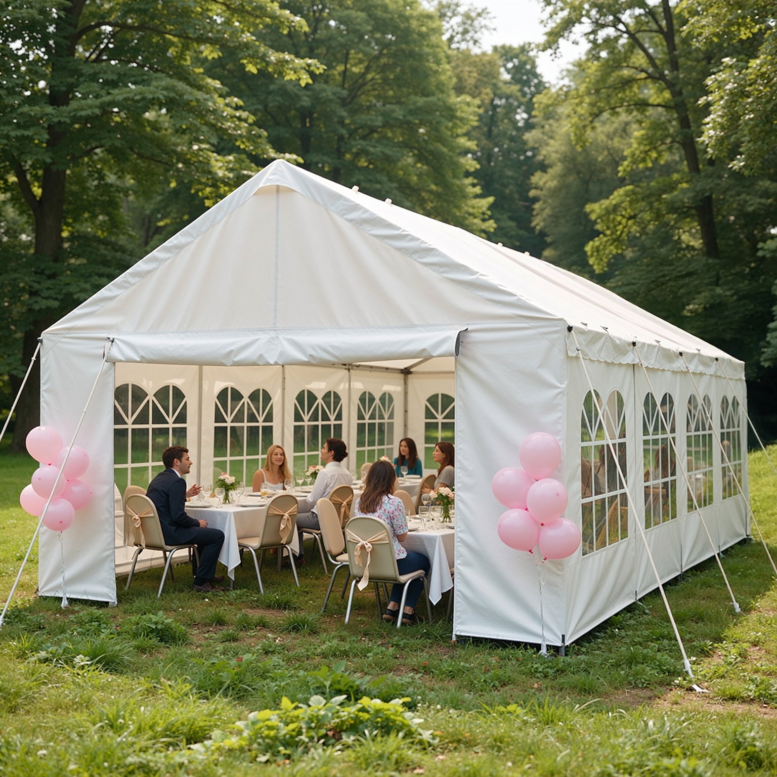 13'x26' Carport Car Canopy Party Tent Outdoor Gazebo with Removable Sidewalls, Outdoor Gazebo with 2 Ground Tubes, Commercial Tents for Parties Wedding BBQ