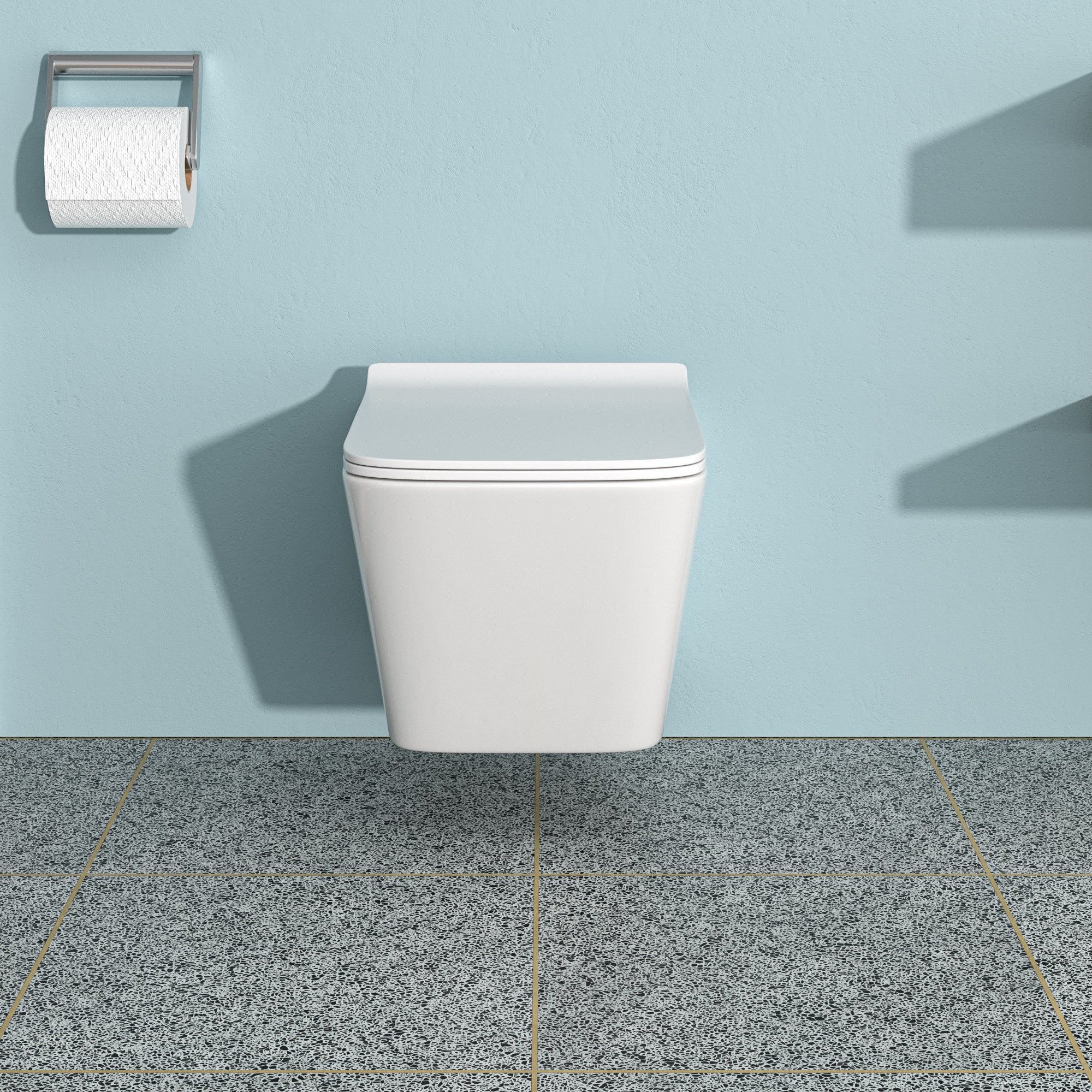Wall Hung Toilet Bowl with Soft Closing Seat, White