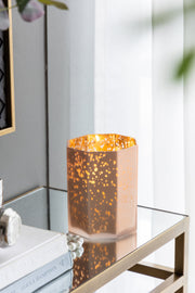 5.1x5.1x5.9' Pink Frosted Mercury Glass Octagonal Candle Holder,4 Pack