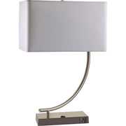 22.5' Tall Metal Table Lamp with Silver finish and Curved design, White Shade