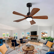 Black Ceiling Fans with Lights and Remote, 42 Inch Outdoor Ceiling Fan for Patios with Light 5 Blades Modern Ceiling Fan Noiseless Reversible DC Motor, Wood Fan for Farmhouse