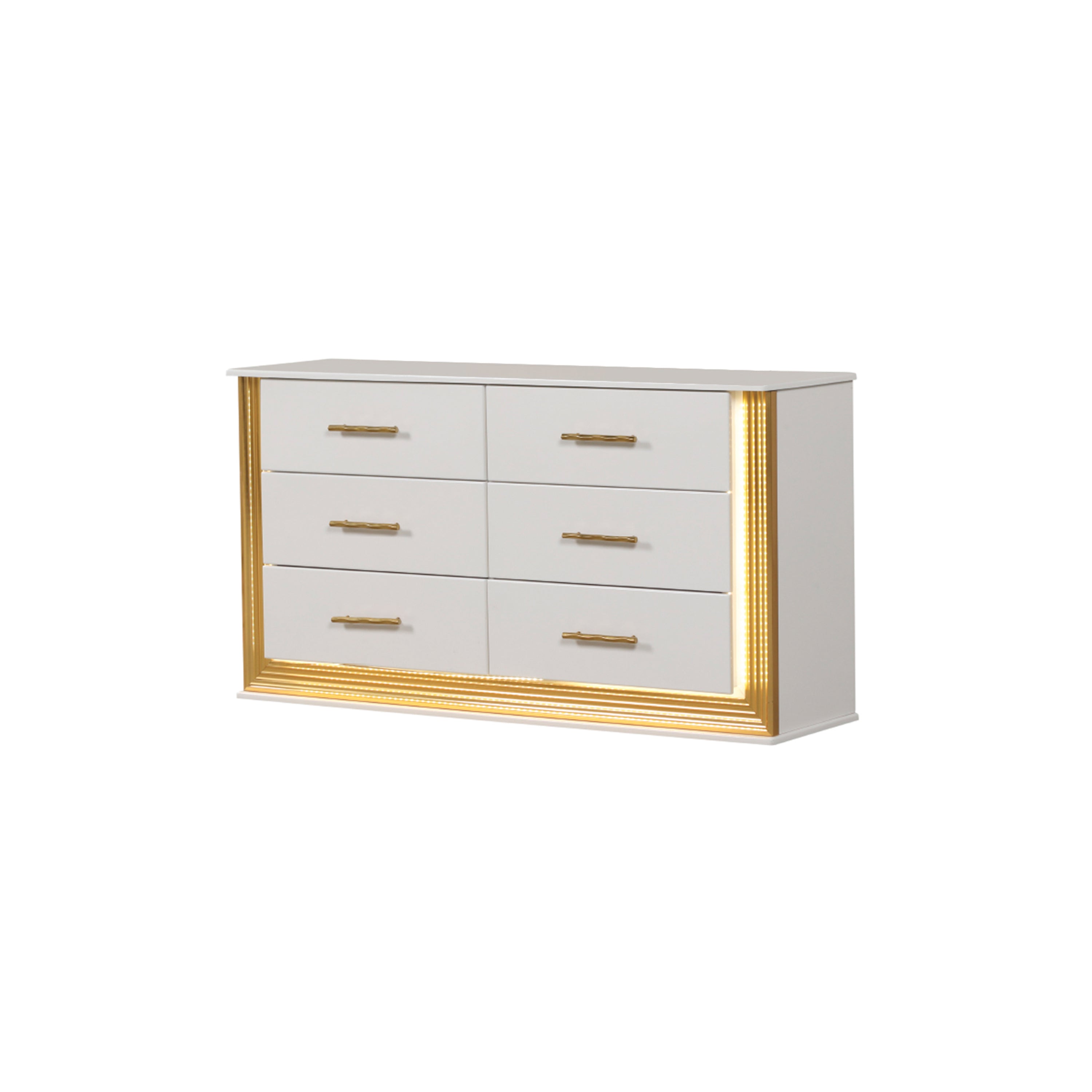 Obsession Contemporary Style 6-Drawer Dresser Made with Wood & Gold Finish(Includes Only dresser) same as G150108856 (NJ inventory)