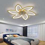Modern Ceiling Fan with Lights Remote Control, 3 Light Color 6 Speeds,Gold Color Ceiling Fan Lamp for Kitchen Bedroom