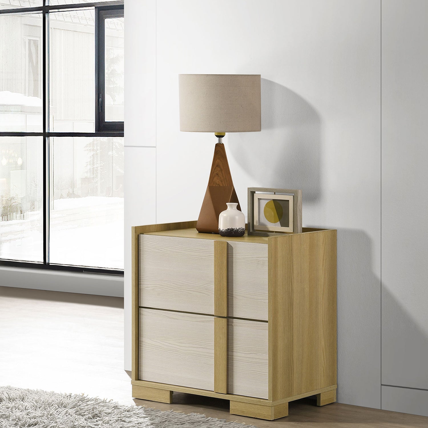 Lincoln Natural 2-drawer Nightstand Bedside Table