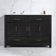 48' Black Bathroom Vanity with Ceramic Sink Combo, Abundant Storage Cabinet -4 Soft close doors and 4 drawers