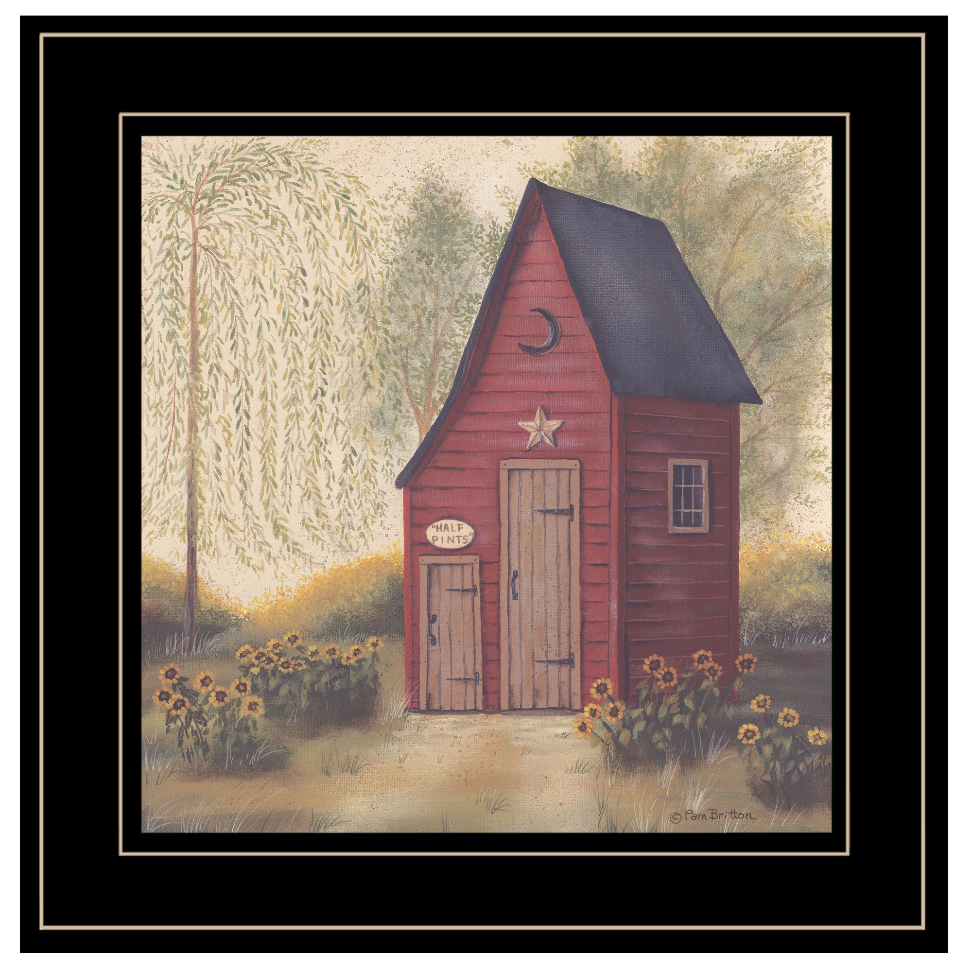 'Folk Art Outhouse II' by Pam Britton, Ready to Hang Framed Print, Black Frame