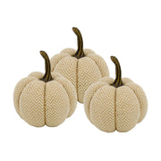5.2x5.2x6'H Fabric Weighted Pumpkin Natural/Cream Pattern, Set of 3