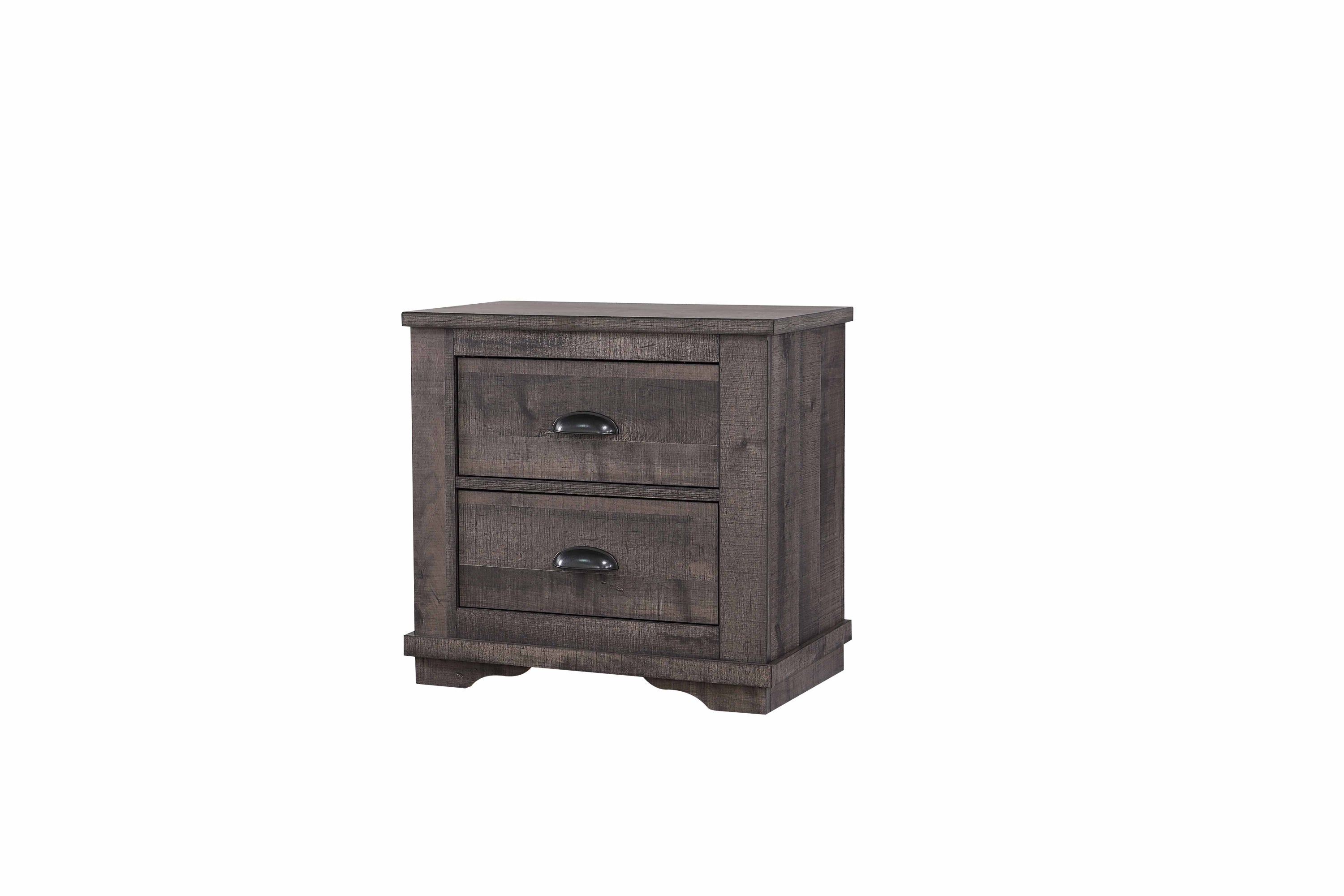 1pc Contemporary Two-Drawers Nightstand Bed Side Cabinet Wooden Furniture Rustic Gray Color