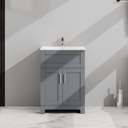 24' Bathroom Sink Vanity Laundry Utility Cabinet, Gray