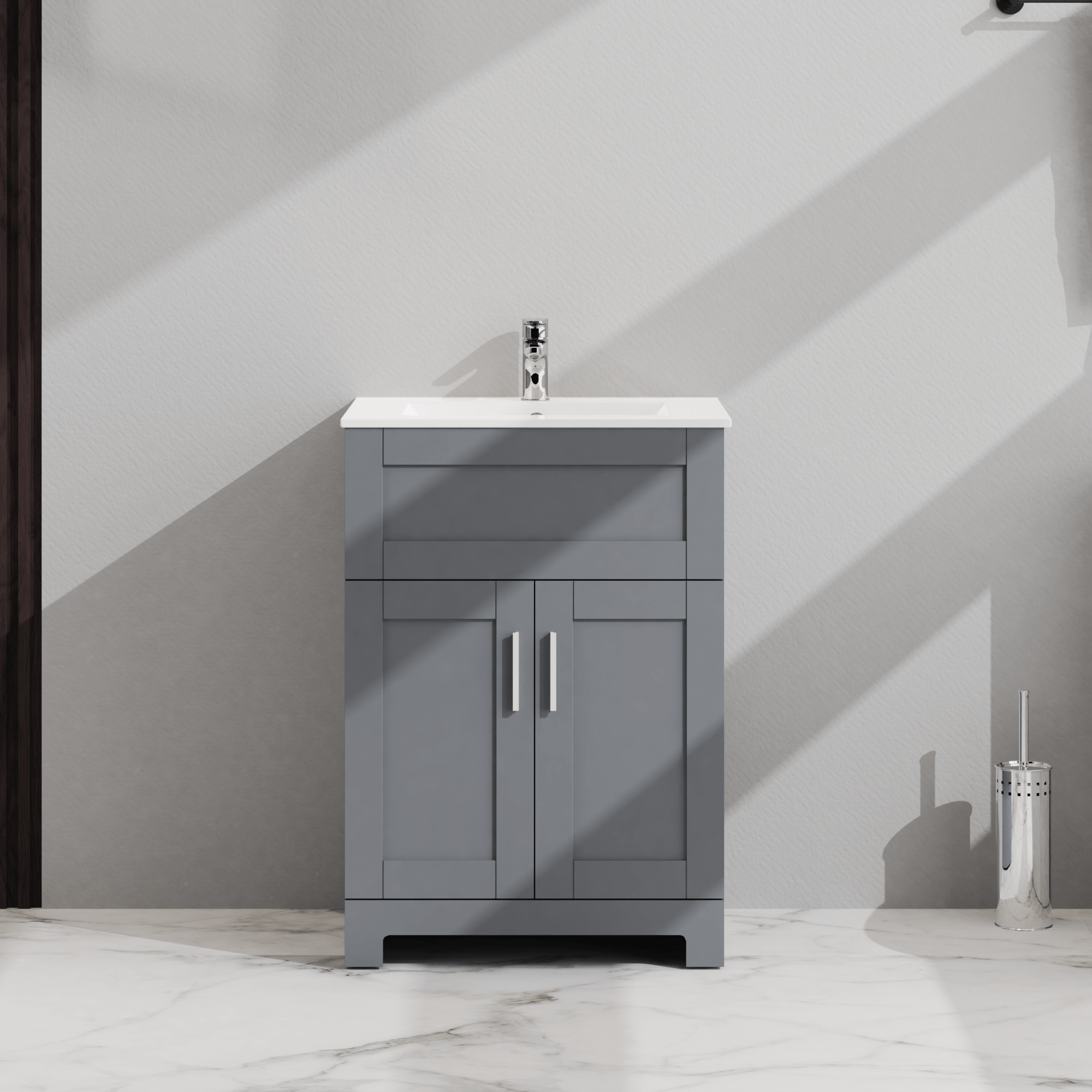 24' Bathroom Sink Vanity Laundry Utility Cabinet, Gray