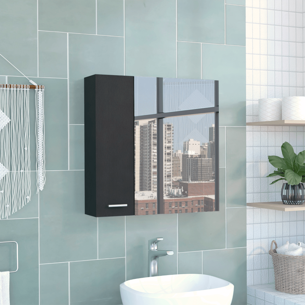 Medicine Double Door Cabinet 23' H,Four Interior Shelves, Black