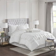 7 Piece Tufted Comforter Set White Queen
