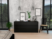 6 Drawer Double Dresser, Superior Top, Black