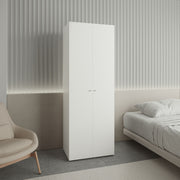 Home 2 Doors Closet System Armoire, Hanging Rod and Storage Shelf, Modern Armoire for Bedroom Organization Storage, White