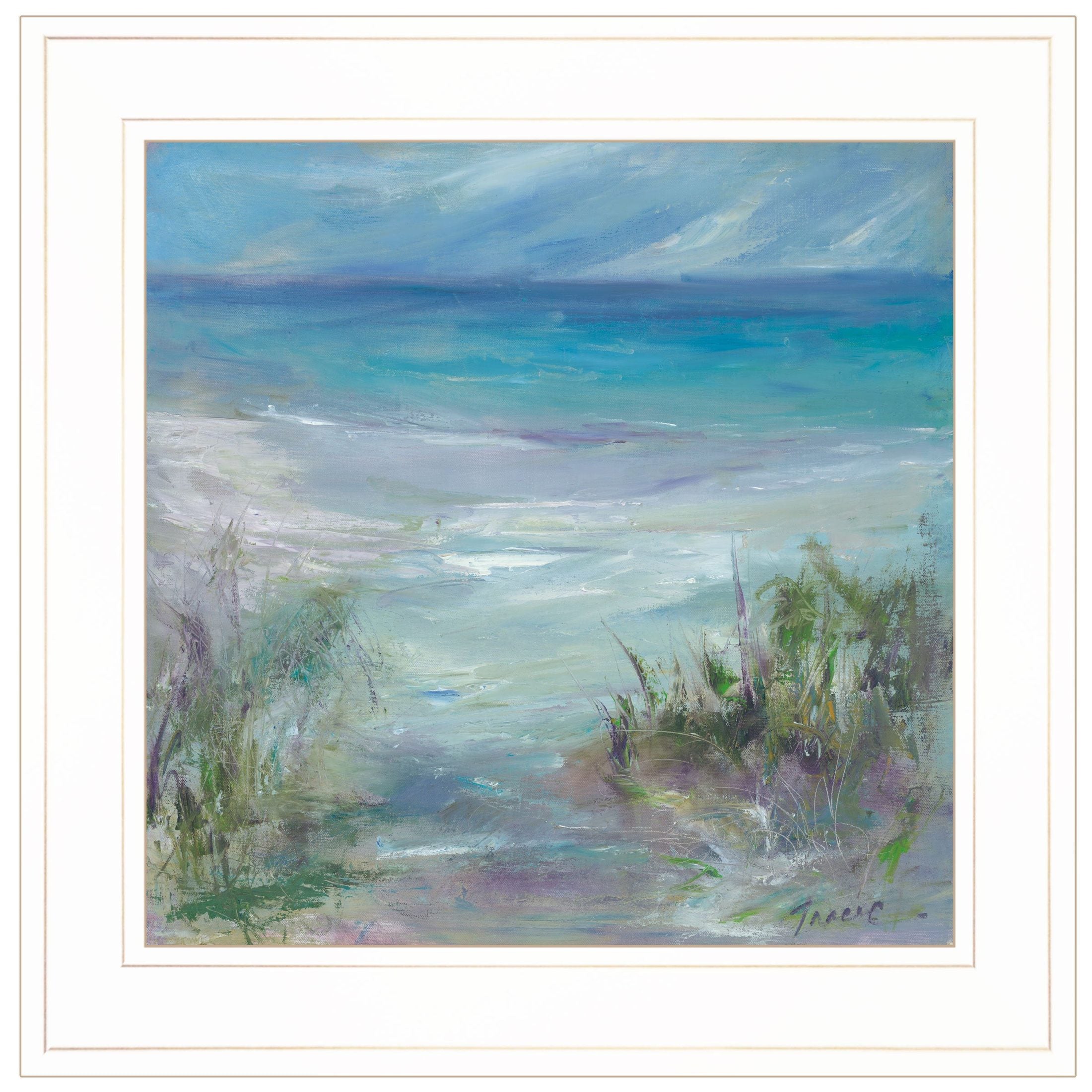'Blue Horizons' By Tracy Owen-Cullimore, Ready to Hang Framed Print, White Frame