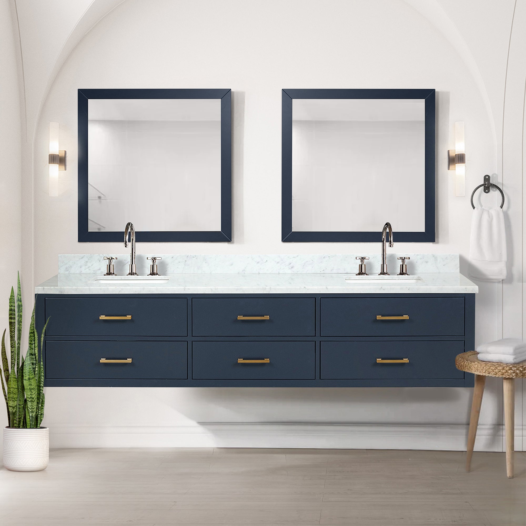 Blue Double Bath Vanity 84 in. W x 22 in. D
