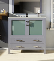 Dark Grey Bath Vanity 36 in. W x 18.25 in. D, with White Ceramic Top