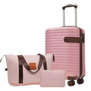 Luggage Sets 3 Piece Carry on Luggage 22x14x9 Airline Approved, Lightweight Hardshell ABS Suitcases with Wheels, 20 inch, Pink