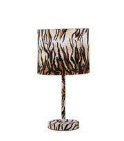 19.25' Faux Suede Tiger Print Metal Table Lamp